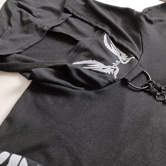 Reflective Graphic Chain Cropped Hoodie - Picture 5 of 16